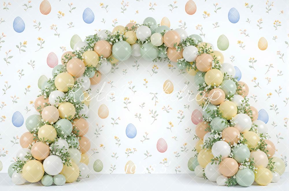 Kate Easter Balloon Arch Pastel Eggs Floral Backdrop Designed by Mini MakeBelieve