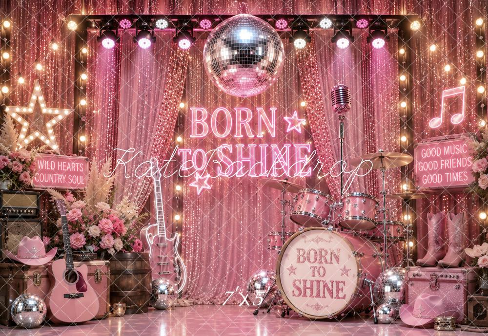 Kate Country Music Pink Disco Ball Stage Printed Backdrop Designed by Ashley Paul