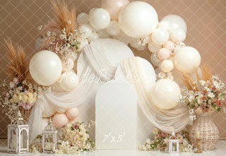 Kate Mother's Day Neutral Balloon Arch Floral Lanterns Printed Backdrop Designed by Emetselch