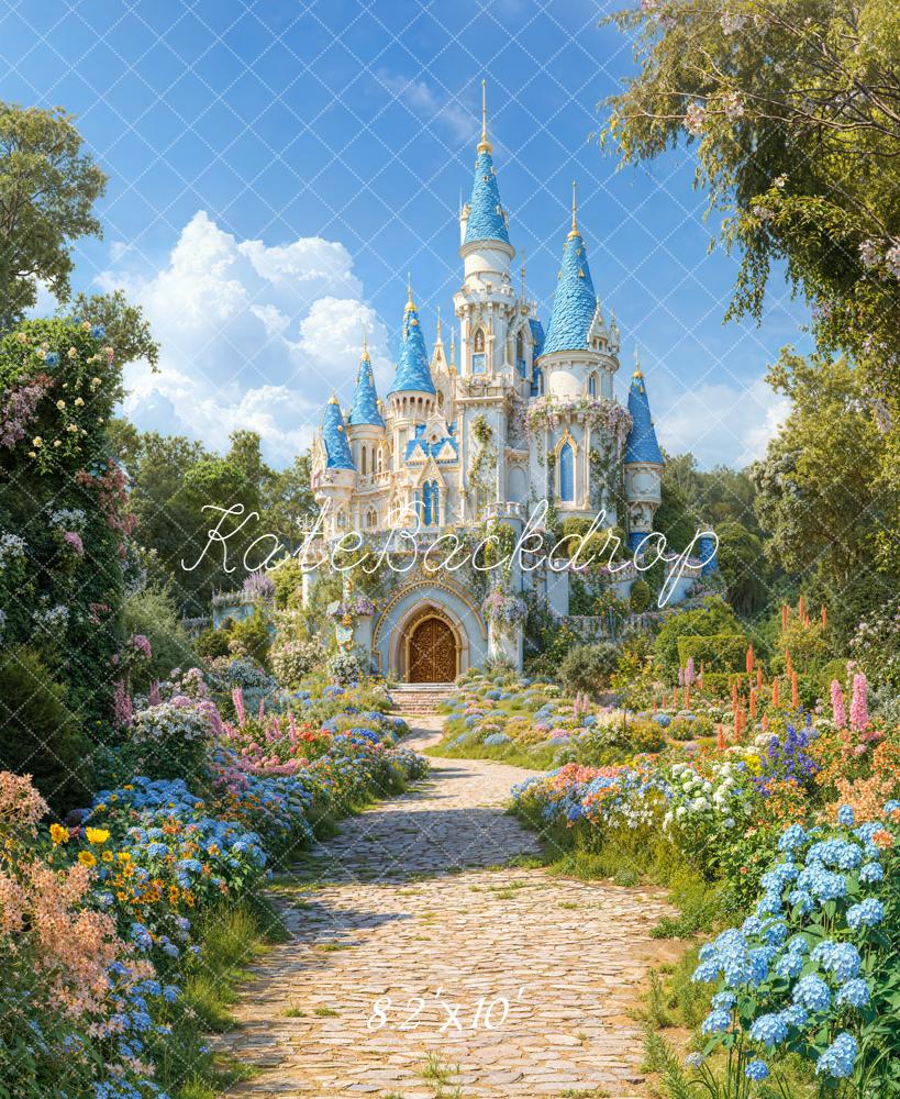 Kate Spring Fairy Castle Garden Cobblestone Path Backdrop Designed by Chain Photography