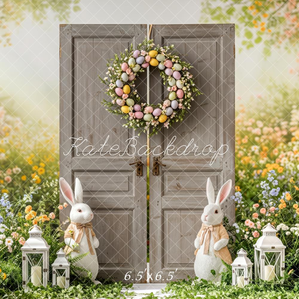 Kate Easter Bunny Door Egg Wreath Floral Garden Backdrop Designed by Patty Roberts