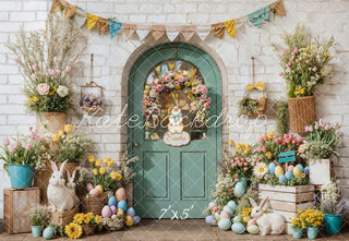 Fondo de Puerta de Flores de Conejo de Pascua Diseñado por Emetselch