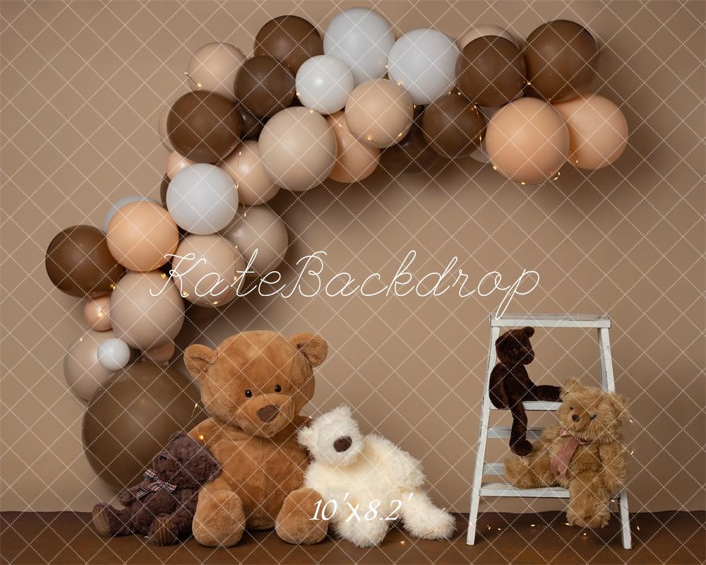 Kate Teddy Bear Cake Smash Balloon Arch Backdrop Designed by Erin Larkins