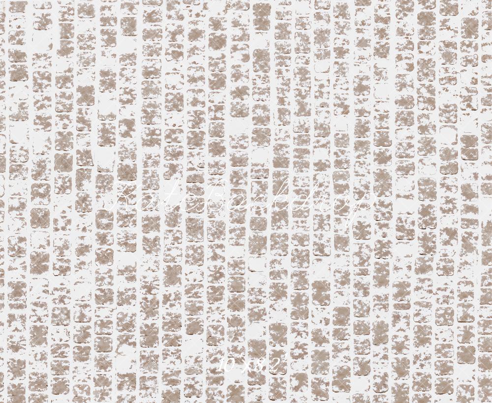 Kate Beige Cobblestone Snowy Floor Printed Backdrop Designed by Emetselch