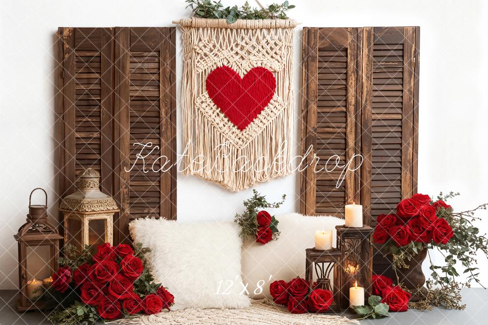 TEST Kate Valentine's Day Heart Macrame Roses Lanterns Backdrop Designed by Emetselch