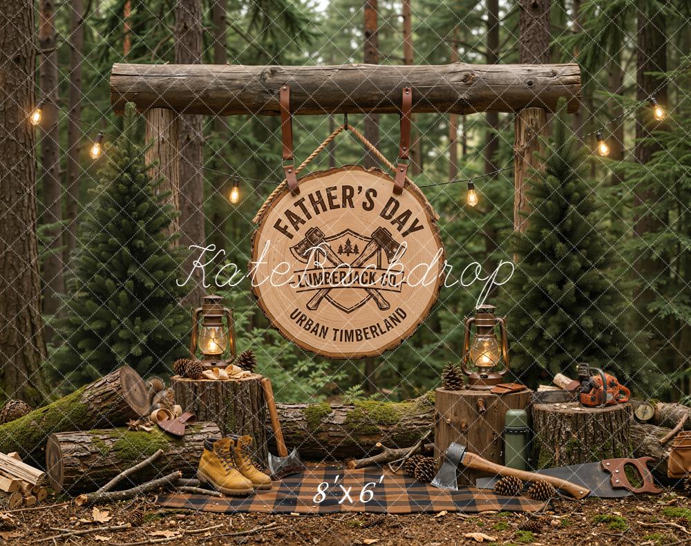 Kate Father's Day Lumberjack Forest Camp Printed Backdrop Designed by Emetselch