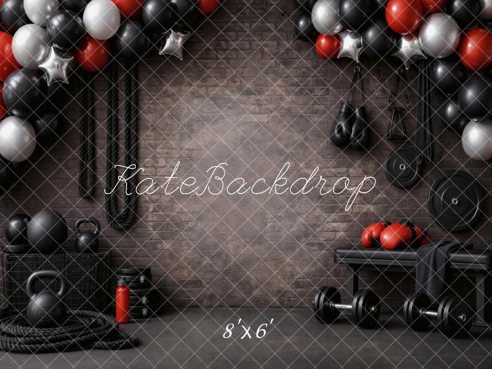 Kate Gym Fitness Boxing Balloons Black Printed Backdrop Designed by Vertigo Productions