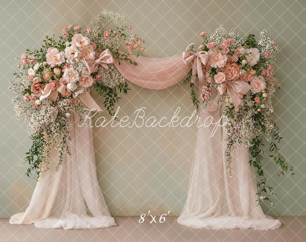 Kate Spring Flower Arch Blush Pink Floral Drapes Backdrop Designed by Emetselch