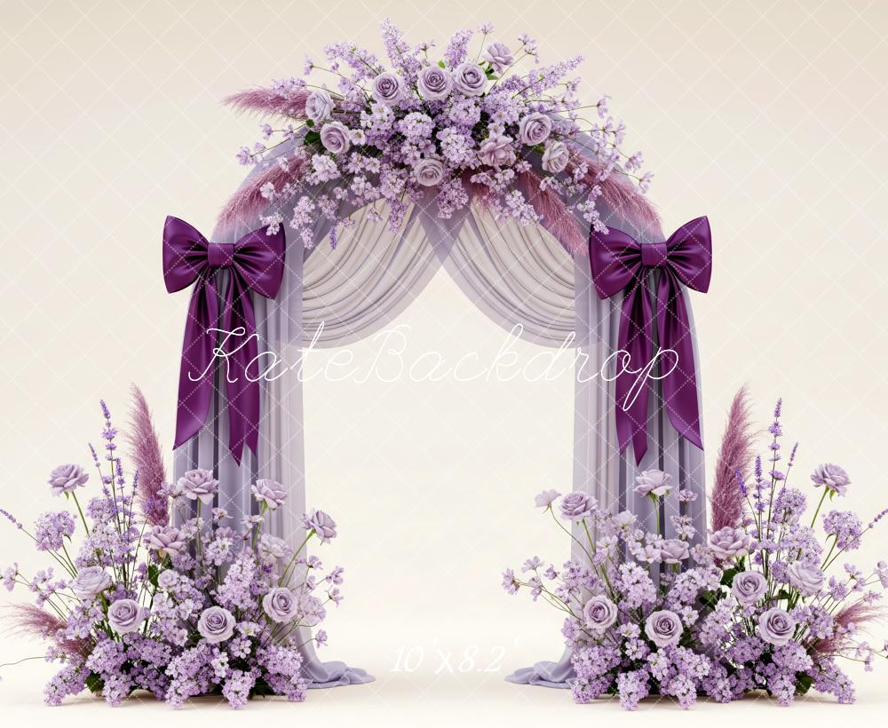 Kate Spring Flower Arch Lavender Roses Purple Bows Backdrop Designed by Patty Roberts