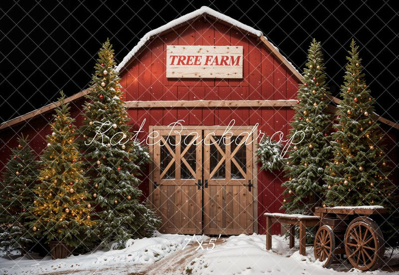 Rustic Winter Tree Farm Backdrop