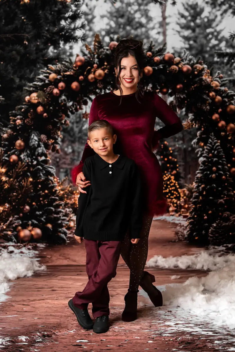 Fondo de Bosque de Arco del Árbol de Navidad Diseñado por Emetselch