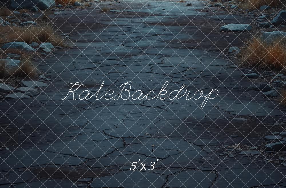 Kate Dark Cobblestone Pathway Rocks Grass Floor Printed Backdrop Designed by Laura Bybee