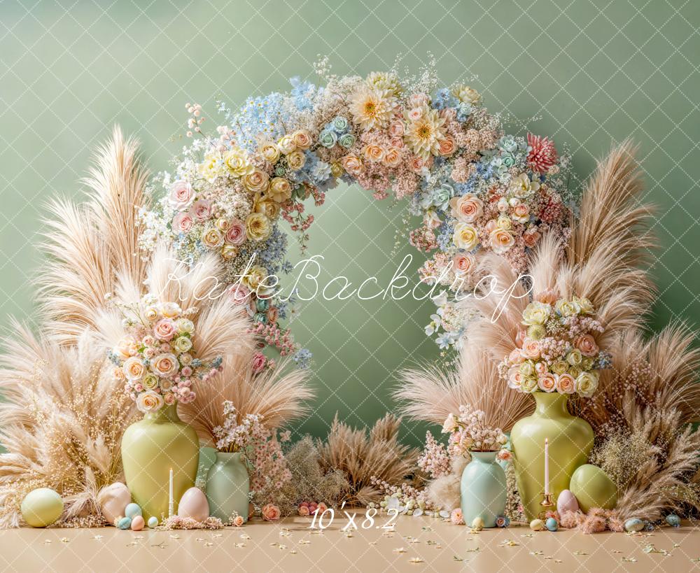 TEST Kate Easter Bunny Flower Arch Pastel Green Backdrop Designed by Emetselch