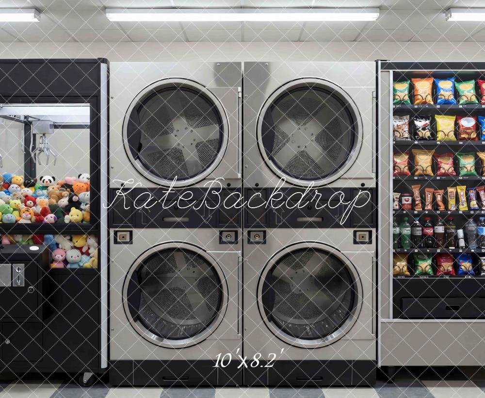 Kate Laundry Day Claw Machine Snack Vending Machine Printed Backdrop Designed by Mini MakeBelieve
