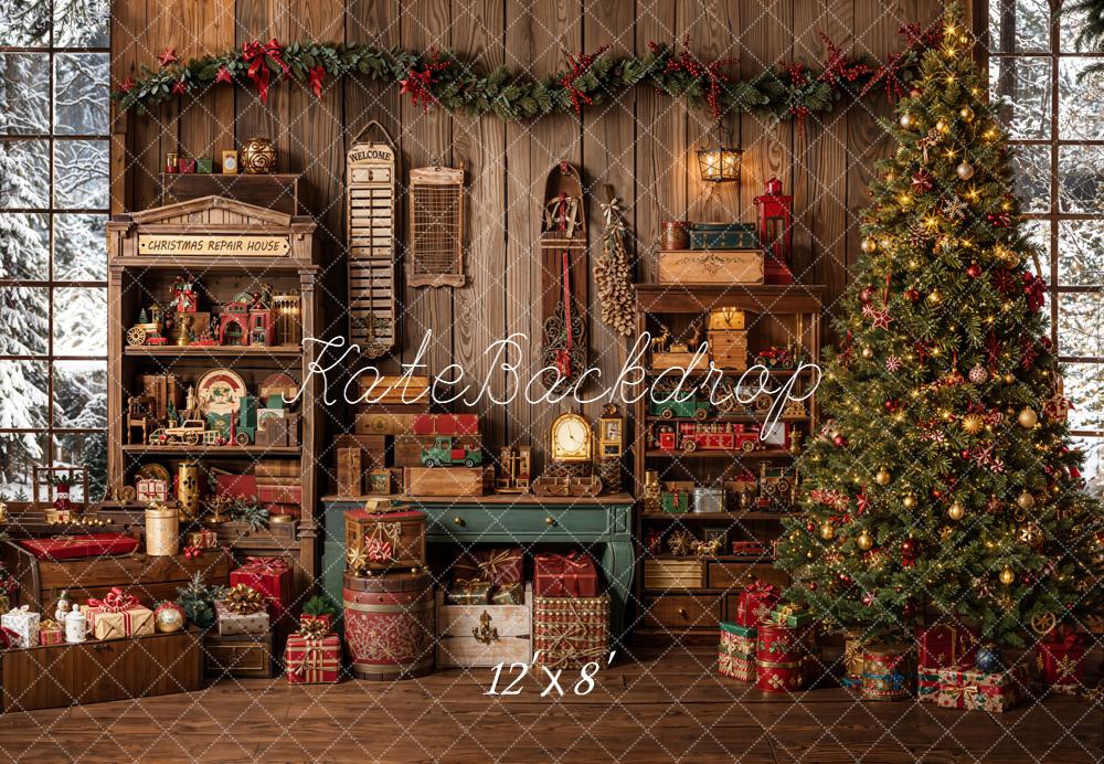 Kate Christmas Tree Toys Room Gifts Wood Wall Backdrop Designed by Emetselch