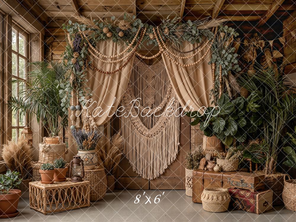 Kate Boho Macrame Flower Arch Greenery Rustic Decor Printed Backdrop Designed by Emetselch