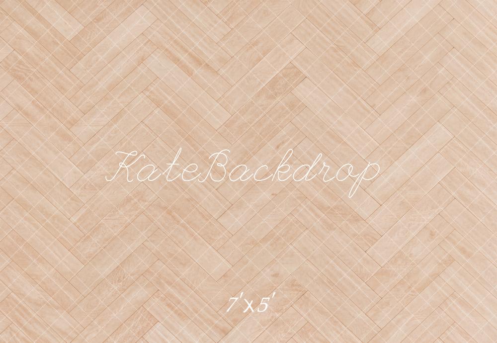Kate Beige Herringbone Wood Floor Printed Backdrop Designed by Kate Image