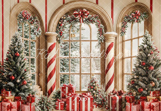 Kerstboom Arched Window Foto Achtergrond Designed by Emetselch
