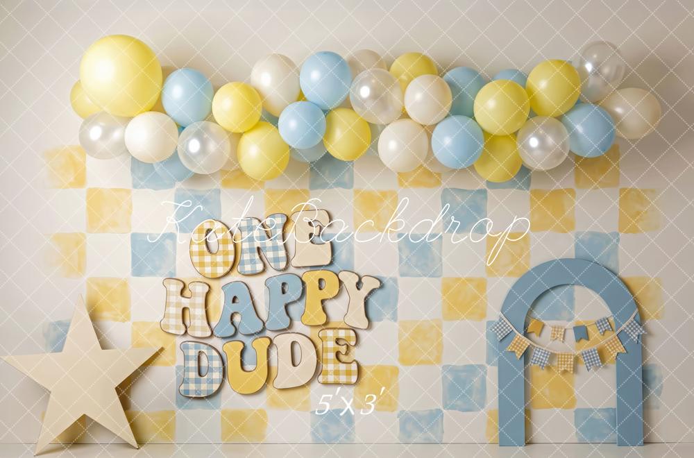 Kate Happy Dude Birthday Balloon Arch Printed Backdrop Designed by Patty Roberts