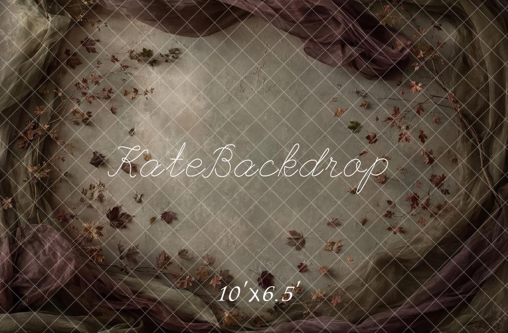Kate Fall Brown Leaf Elegant Drapes Arch Printed Backdrop Printed Backdrop Designed by Shutter Swan Studios