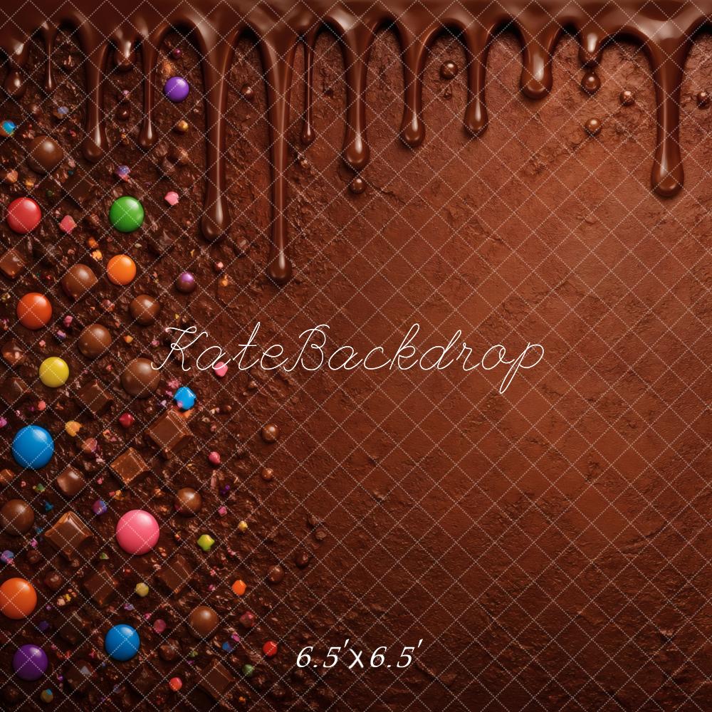 Kate Kids Chocolate Party Candy Drip Brown Printed Backdrop Designed by Vertigo Productions