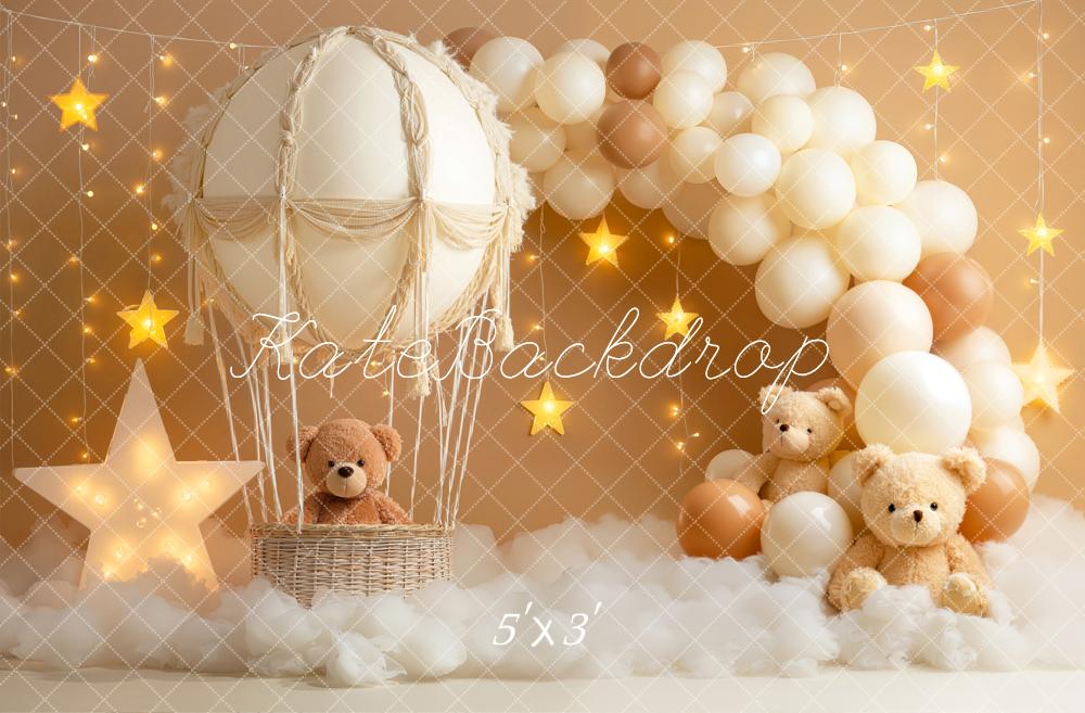 Kate Cake Smash Hot Air Balloon Teddy Bears Star Balloons Backdrop Designed by Emetselch