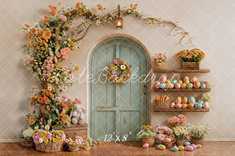 Kate Easter Bunny Flower Arch Pastel Eggs Door Backdrop Designed by Emetselch
