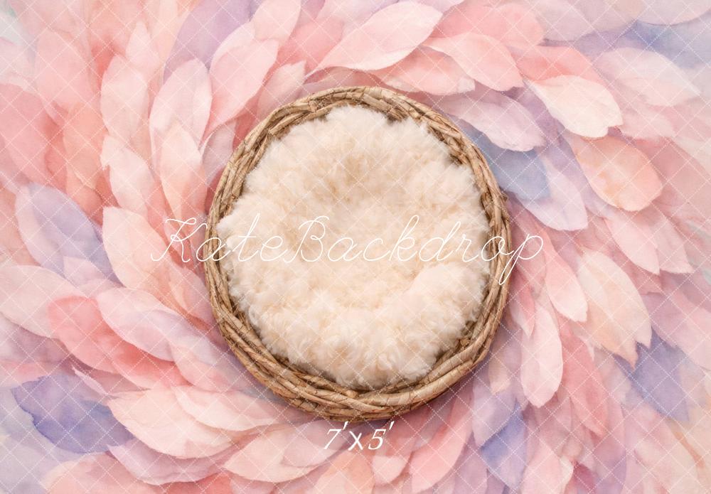 Kate Newborn Pastel Petal Leaves Nest Floor Printed Backdrop Designed by Vertigo Productions