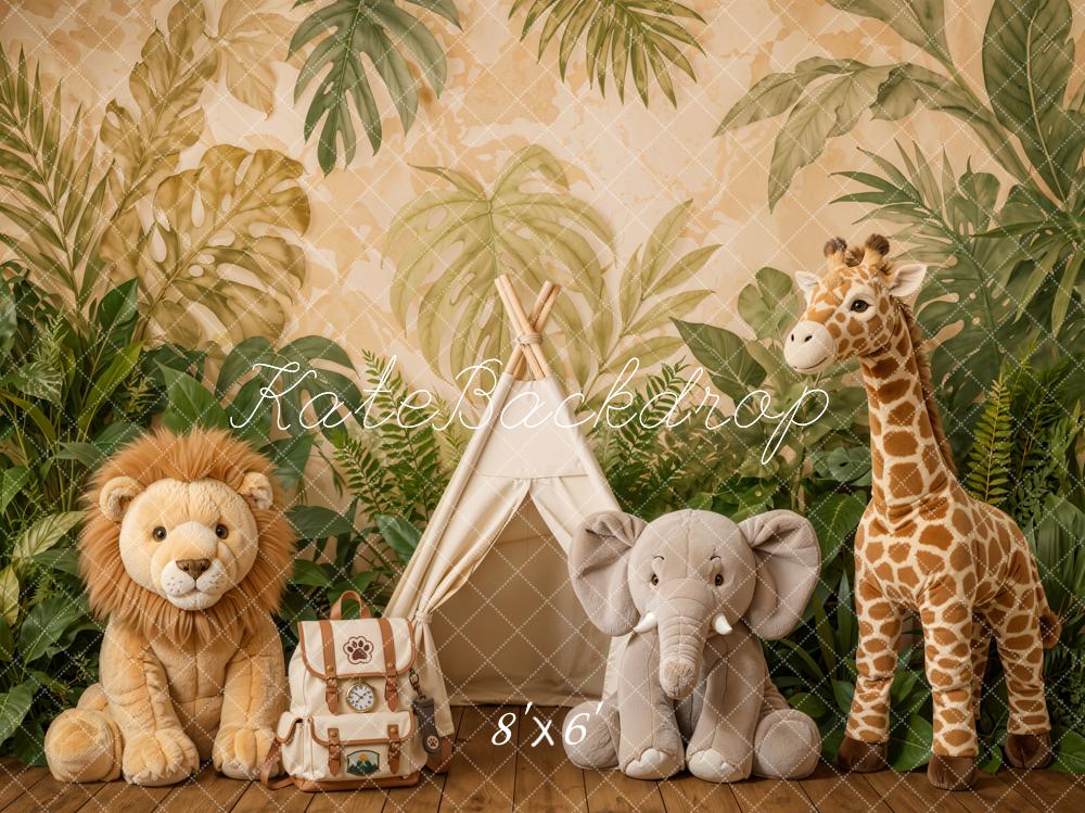 Kate Cake Smash Jungle Safari Teepee Lion Elephant Giraffe Printed Backdrop Designed by Emetselch