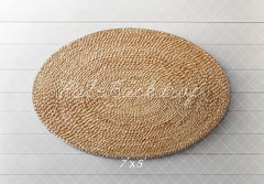 Kate Newborn Natural Woven Oval Floor Printed Backdrop Designed by Mini MakeBelieve