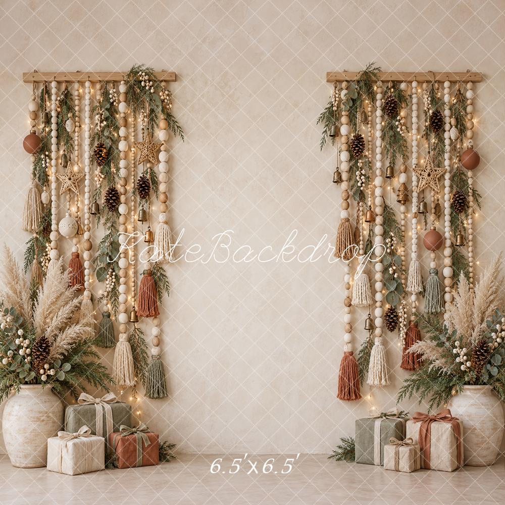 Kate Christmas Boho Beads Tassels Greenery Gifts Printed Backdrop Printed Backdrop Designed by Vertigo Productions