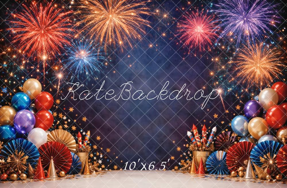TEST Kate Celebration Fireworks Balloons Fans Party Printed Backdrop Printed Backdrop Designed by Vertigo Productions