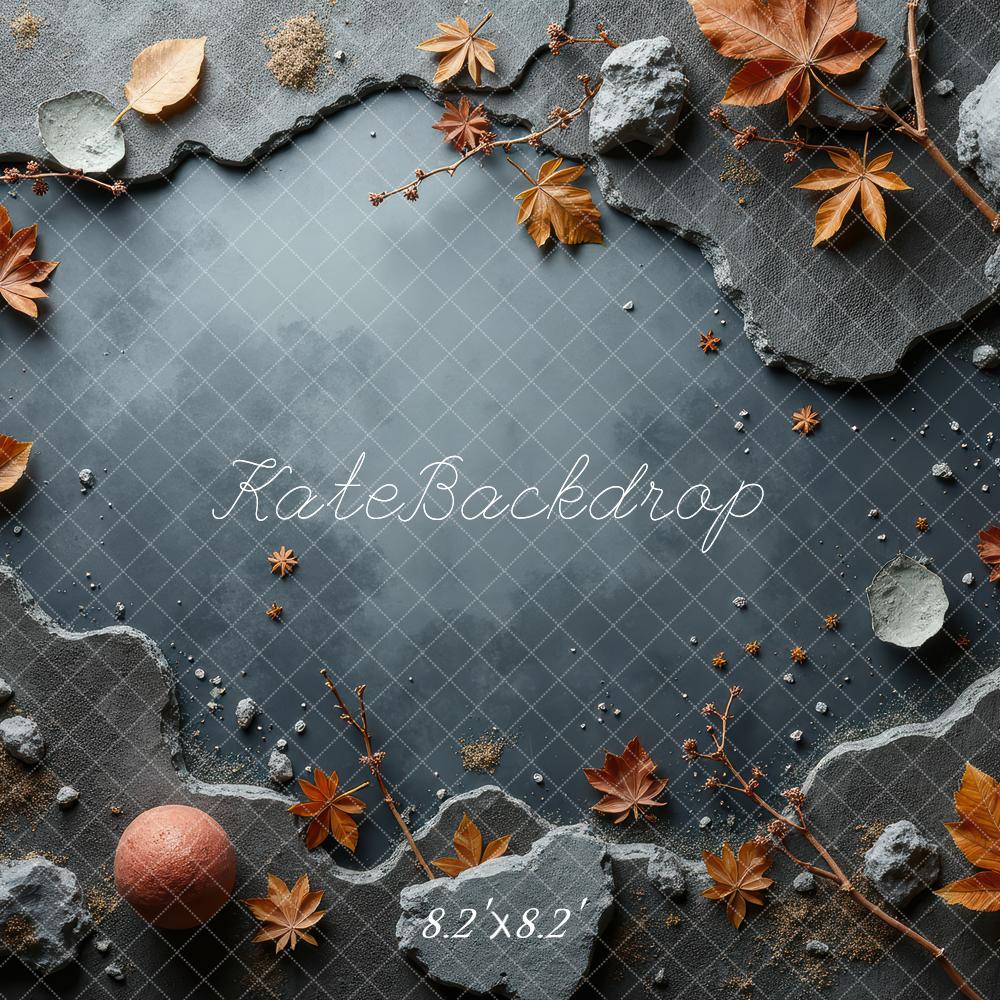 Hojas de otoño piedras textura abstracta gris fondo diseñado por Laura Bybee