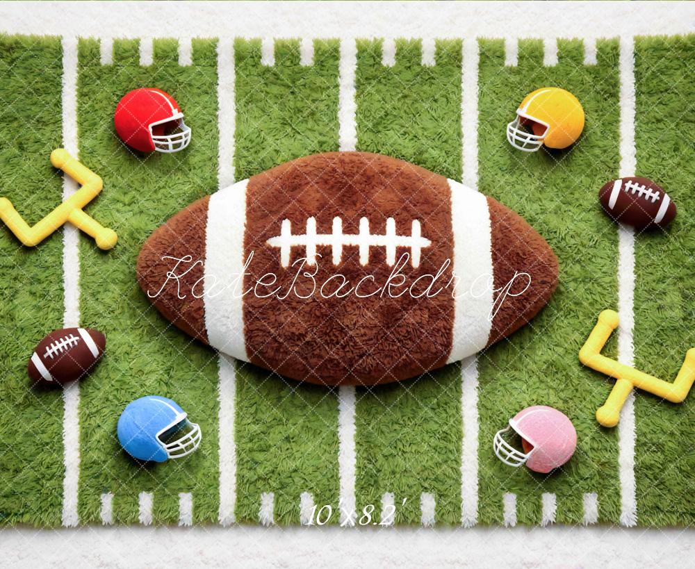 Kate Newborn Football Field Plush Ball Helmets Goalposts Printed Backdrop Designed by Mini MakeBelieve