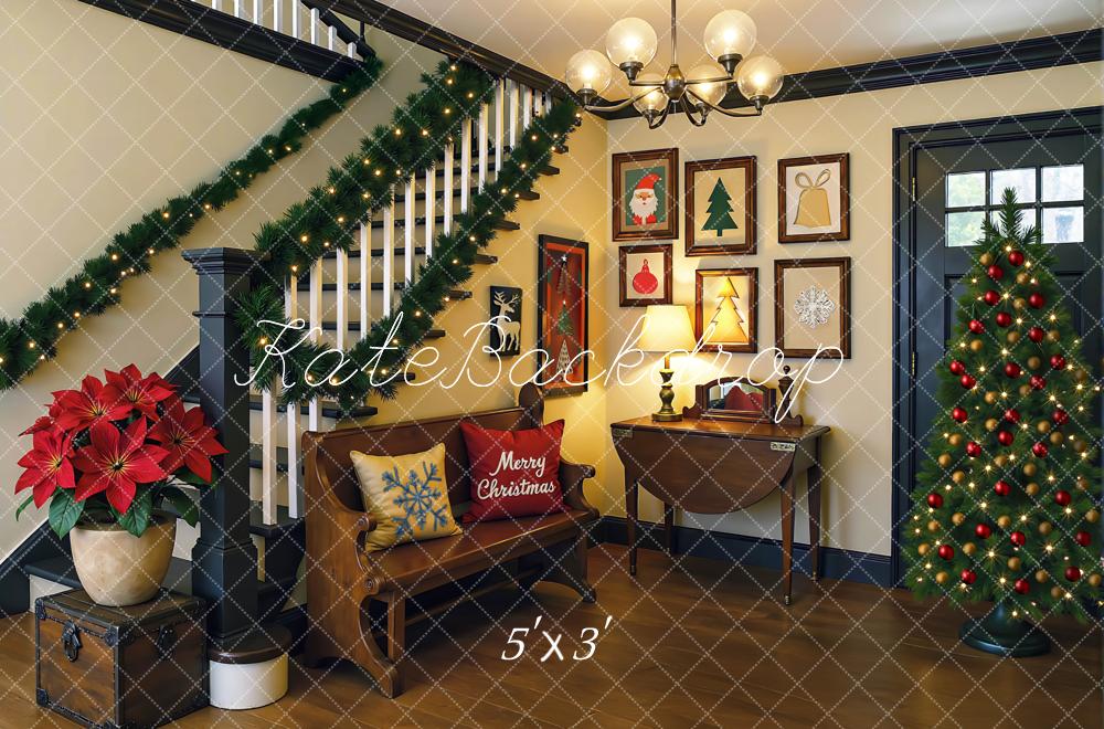 Kate Christmas Staircase Tree Poinsettia Backdrop Designed by Mini MakeBelieve