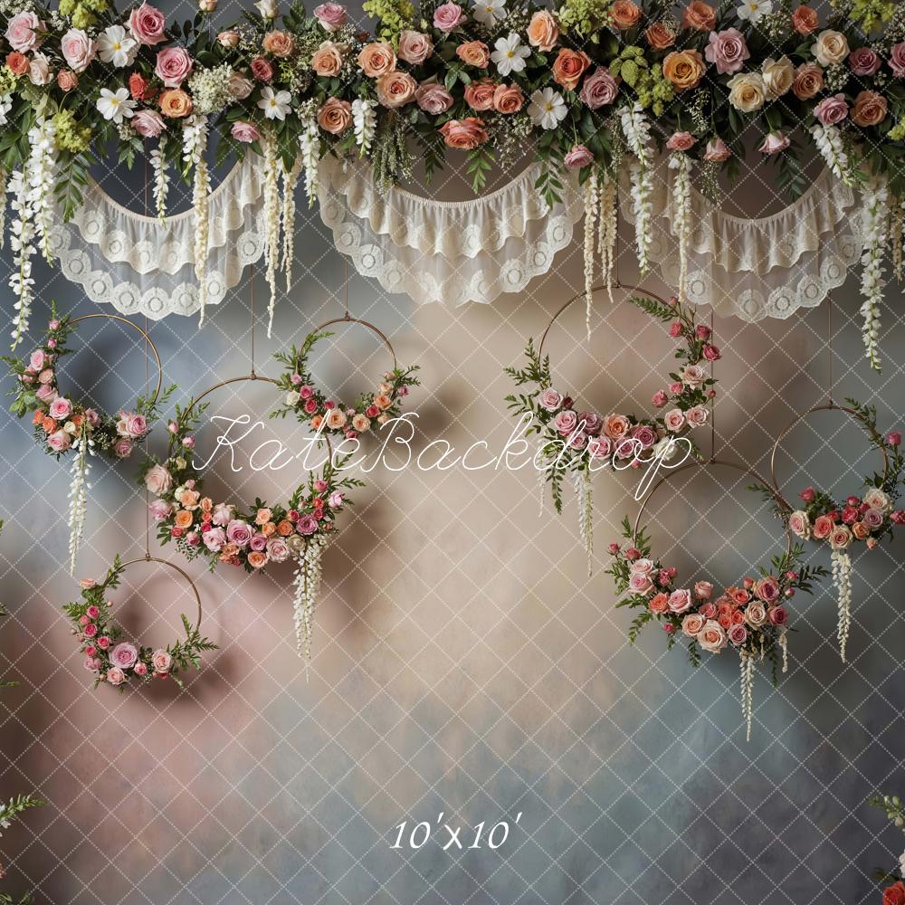 Kate Spring Flower Arch Floral Hoop Lace Drapes Backdrop Designed by Mini MakeBelieve