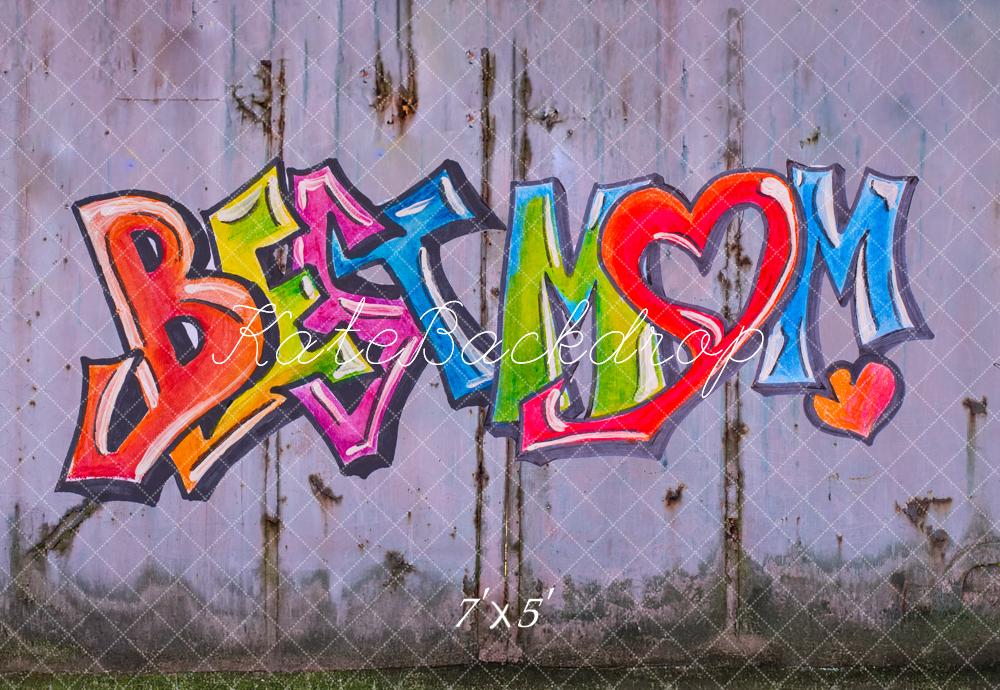 Kate Mother's Day Graffiti Best Mom Colorful Wall Backdrop Designed by Fantasyphotoart