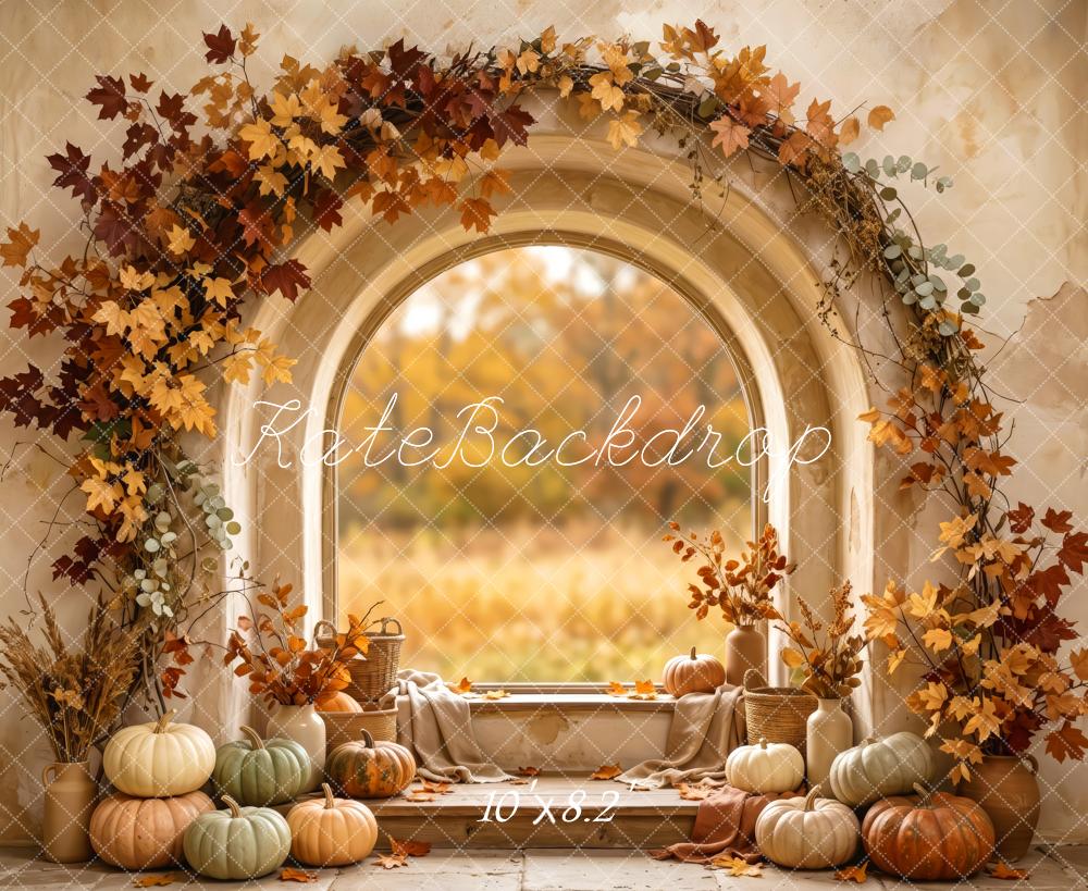 Kate Fall Foliage Pumpkin Arch Abstract Wall Printed Backdrop Designed by Patty Roberts