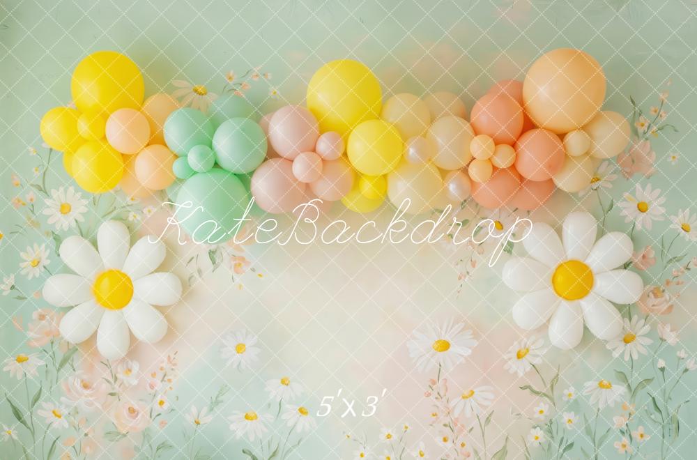 Kate Summer Daisy Pastel Balloon Garland Flowers Printed Backdrop Designed by Patty Roberts