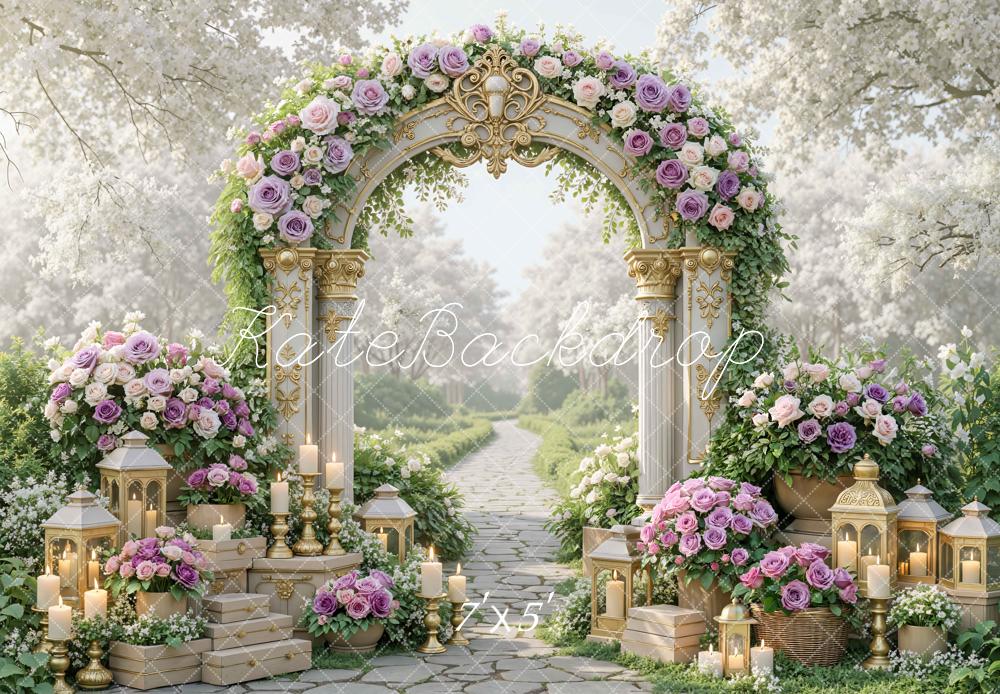 Kate Spring Flower Arch Lanterns Garden Path Backdrop Designed by Mini MakeBelieve