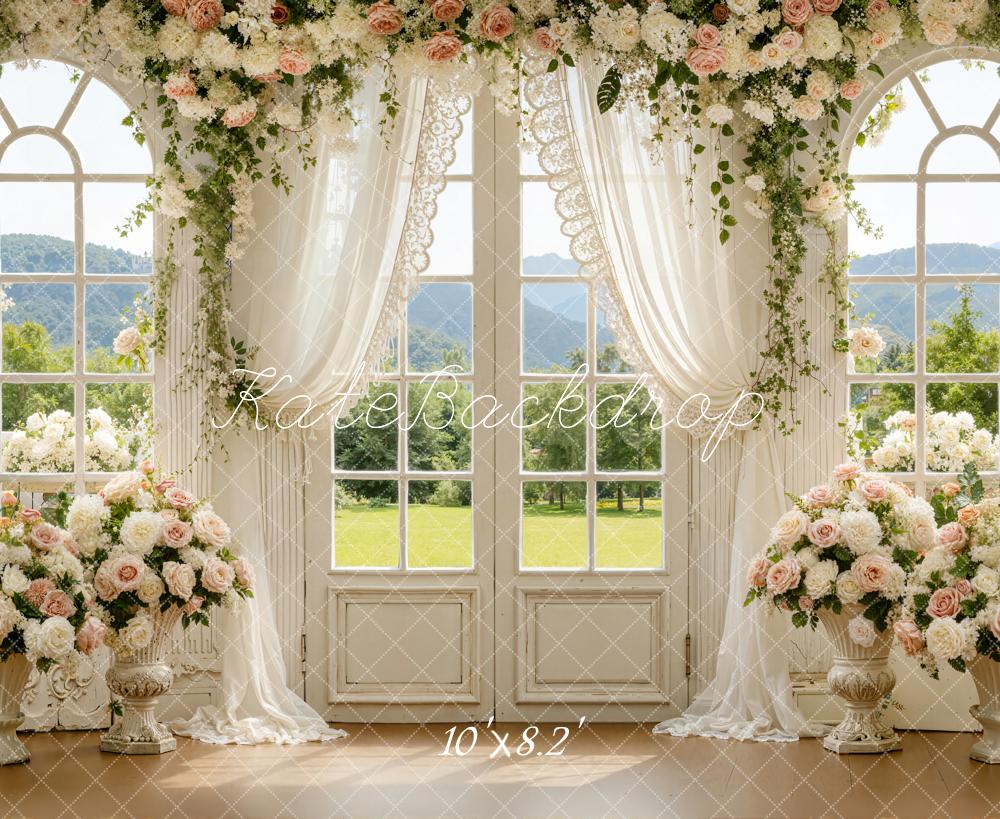 Kate Spring Flower Arch Window Curtain Floral Backdrop Designed by Emetselch