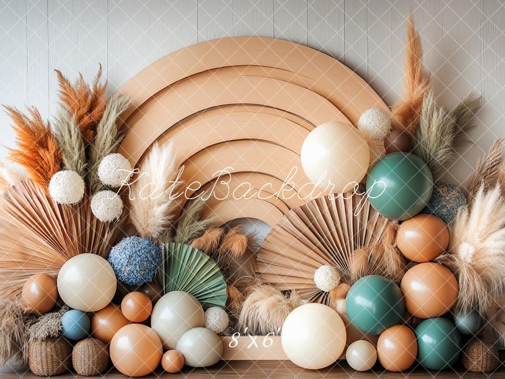 Boho Houten Ballonboog Foto Achtergrond Designed by Patty Roberts
