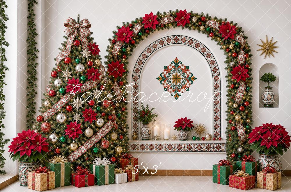 Kate Mexican Christmas Tree Garland Arch Mantel Gift Printed Backdrop Designed by Shutter Swan Studios