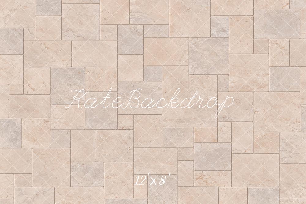 Kate Beige Marble Tile Floor Printed Backdrop Designed by Emetselch