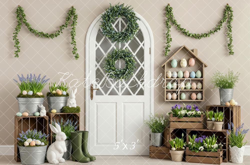 Kate Easter Bunny Door Flowers Eggs Backdrop Designed by Patty Roberts