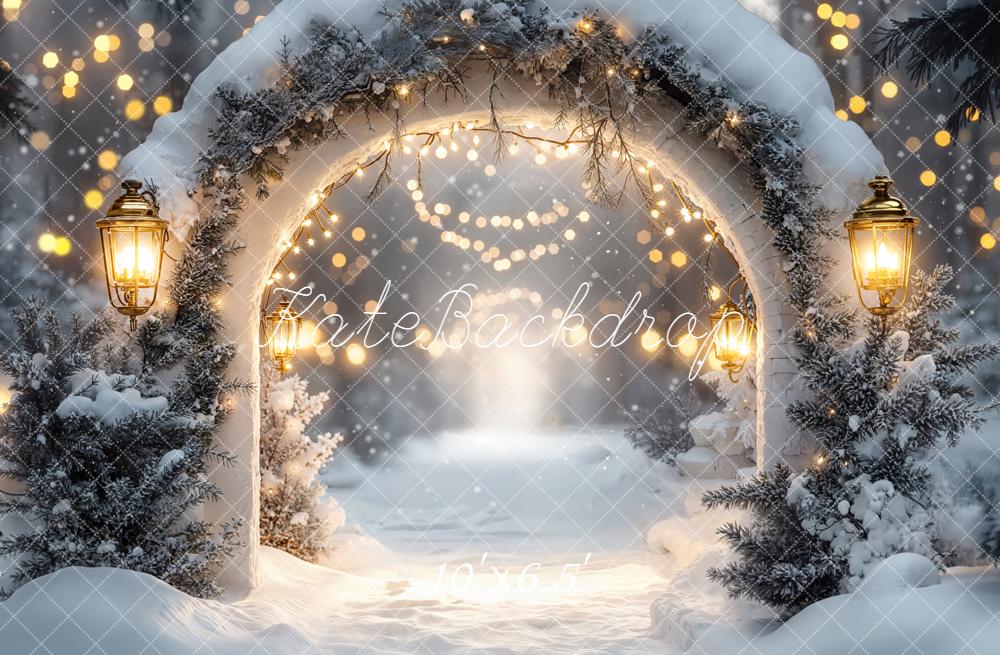 Lanteras de Nieve en Arco de Navidad Luces de Hadas Fondo Diseñado por Emetselch