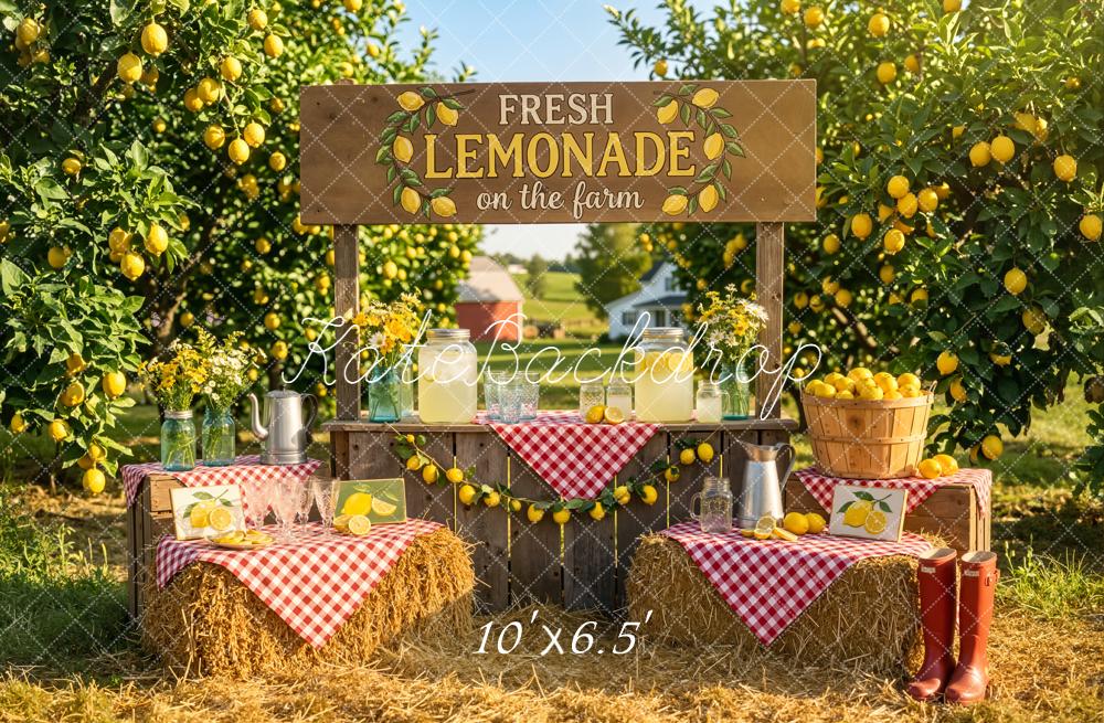 Kate Summer Lemonade Stand Lemon Orchard Farm Hay Bales Backdrop Designed by Emetselch