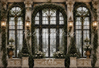 Kate Classic Retro Window Arch Greenery and Floral Decor Printed Backdrop Designed by Vertigo Productions