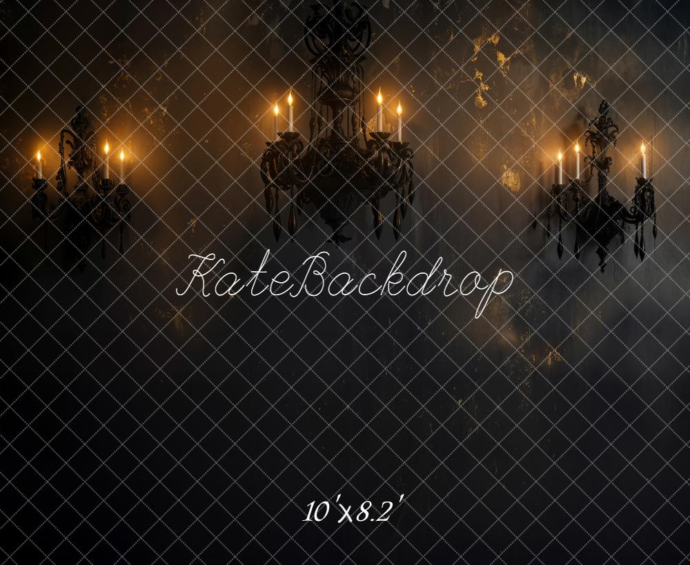 Kate Halloween Dark Chandelier Candlelight Vintage Wall Backdrop Designed by Emetselch
