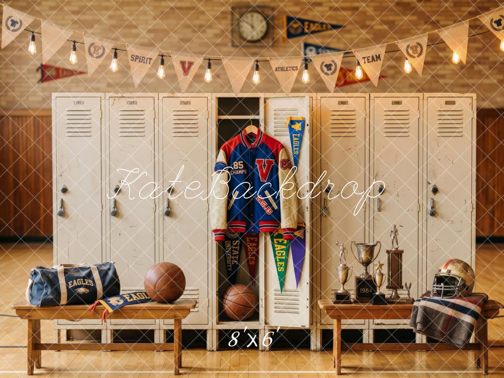 Kate Back To School Varsity Sports Locker Room Printed Backdrop Designed by Patty Roberts
